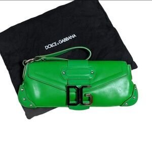 DOLCE & GABBANA Green Studded Clutch Wristlet Bag